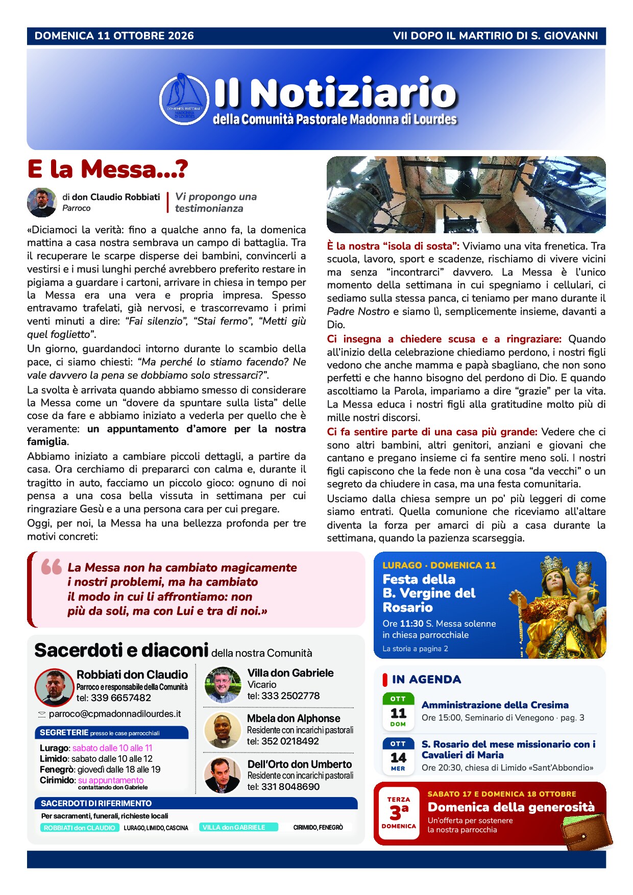 Notiziario di domenica 11 ottobre 2026